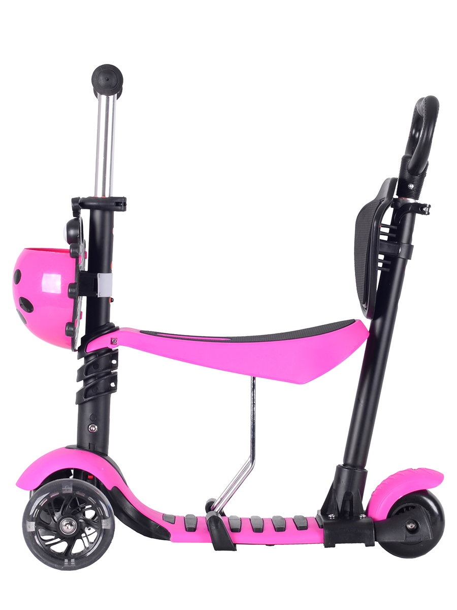 Самокат-беговел Black Aqua MG023D с ручкой и светящимися колёсами, цвет розовый  